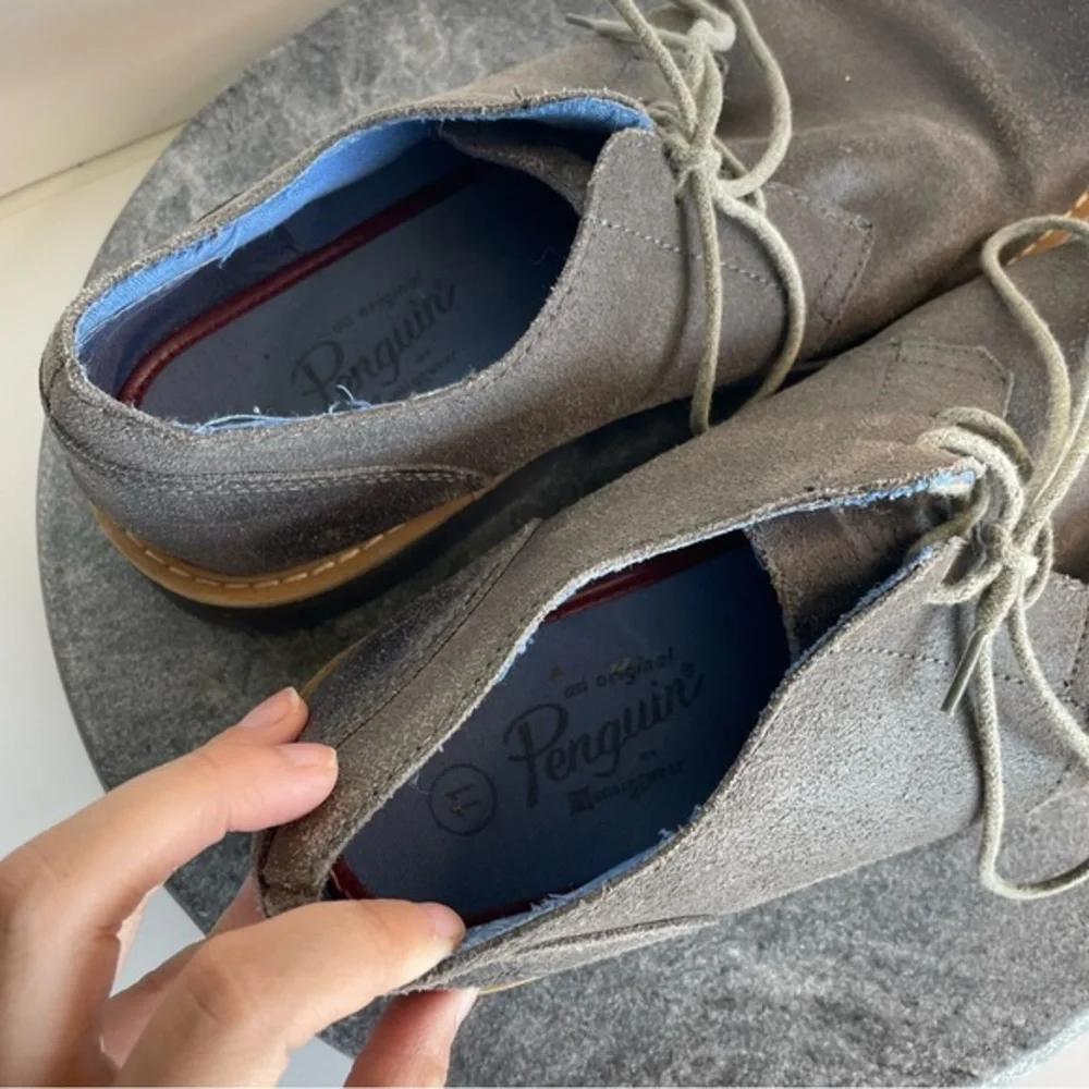 💛 Penguin Original Suede Leather Loafers Casual Dress Shoes Gray